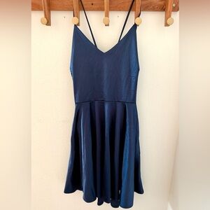 NWT Windsor Navy Blue Satin Cross-Back Dress Size M